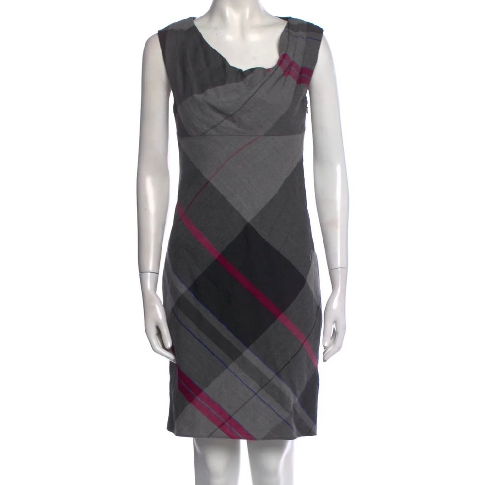 Ted Baker London Plaid Wool Grey Pencil Dress US Size 6